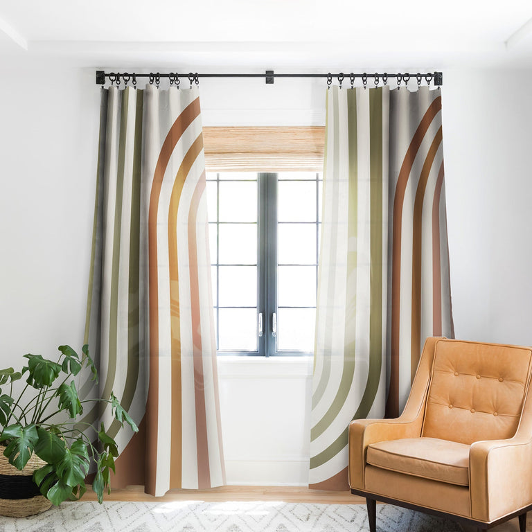 BOLD CURVATURE STRIPES I BLACKOUT NON REPEAT WINDOW CURTAIN