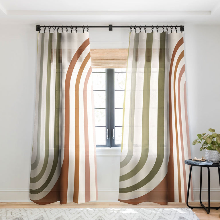 BOLD CURVATURE STRIPES I SHEER NON REPEAT WINDOW CURTAIN