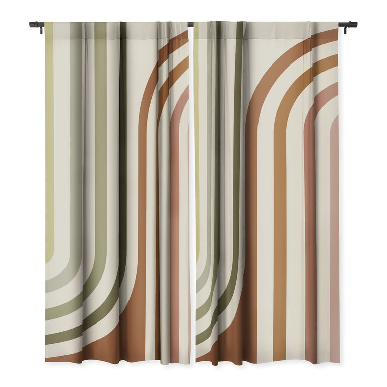 BOLD CURVATURE STRIPES I BLACKOUT NON REPEAT WINDOW CURTAIN