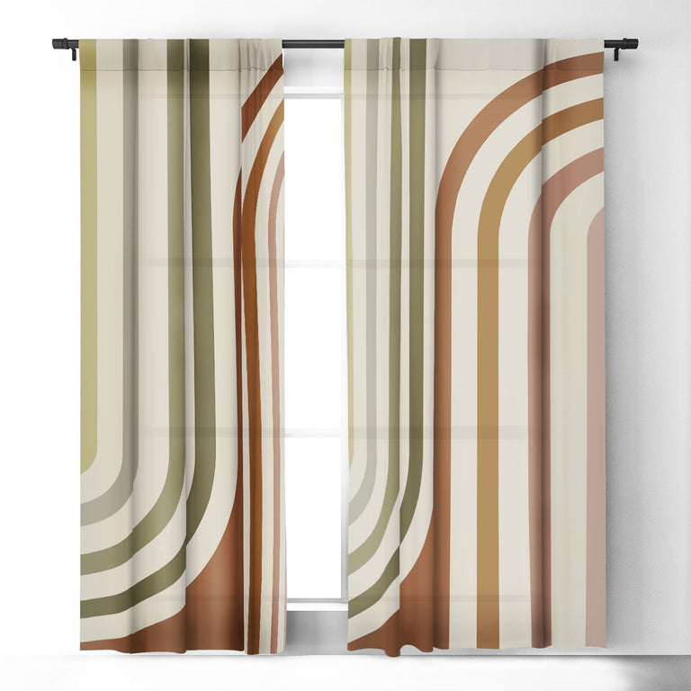 BOLD CURVATURE STRIPES I BLACKOUT NON REPEAT WINDOW CURTAIN