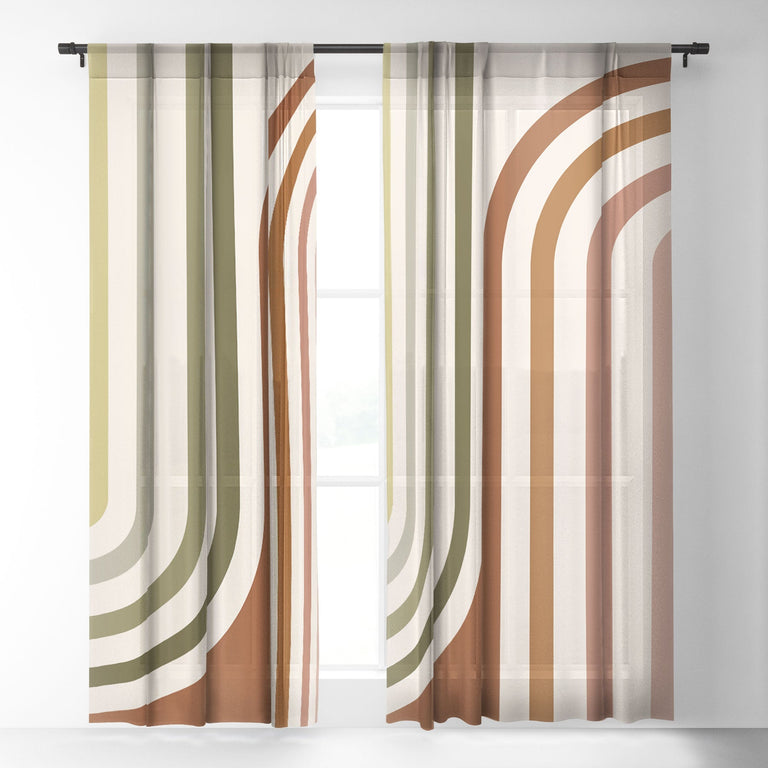 BOLD CURVATURE STRIPES I SHEER NON REPEAT WINDOW CURTAIN
