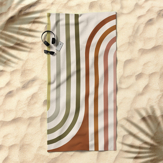 Bold Curvature Stripes I Beach Towel