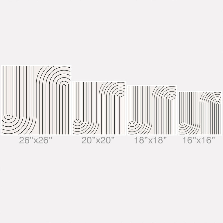 MINIMAL LINE CURVATURE BLACK AND WHITE THROW PILLOW