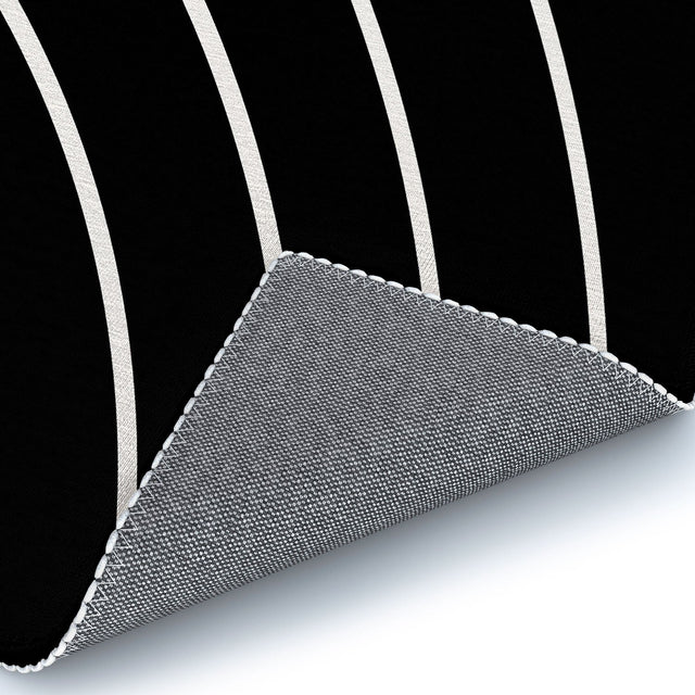 Minimal Line Curvature Black Area Rug