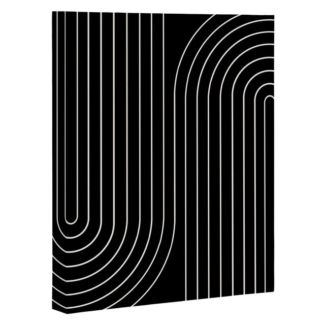 Minimal Line Curvature Black Art Canvas