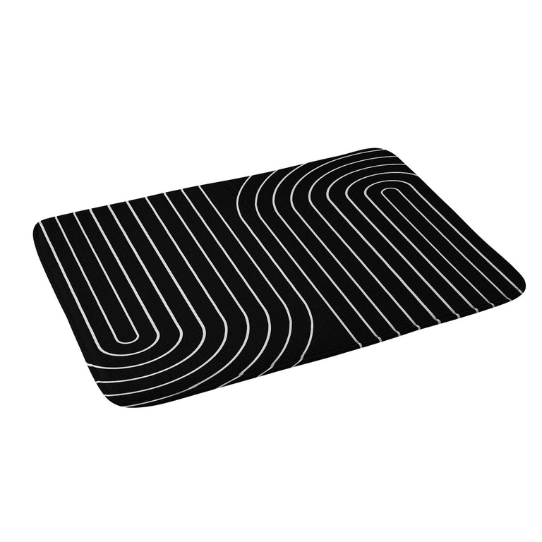COLOUR POEMS MINIMAL LINE CURVATURE BLACK MEMORY FOAM BATH MAT