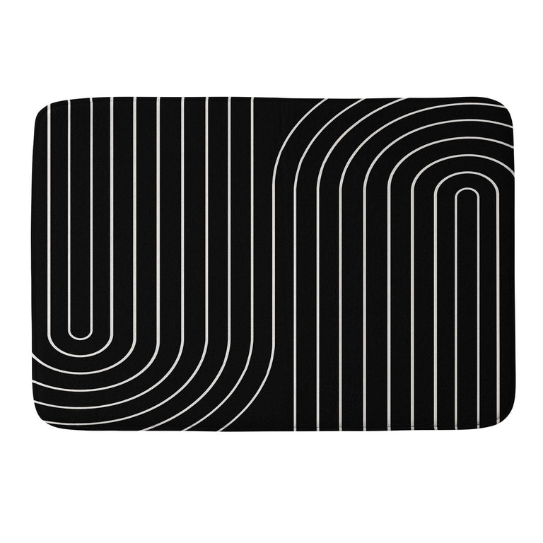 COLOUR POEMS MINIMAL LINE CURVATURE BLACK MEMORY FOAM BATH MAT