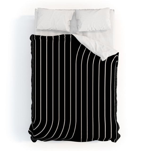 MINIMAL LINE CURVATURE BLACK DUVET / COMFORTER