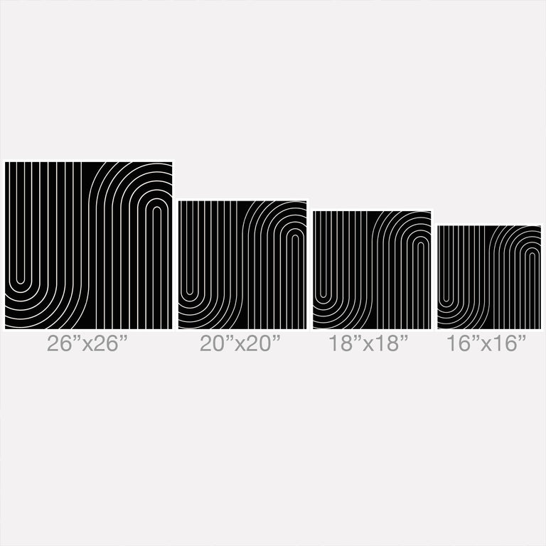 MINIMAL LINE CURVATURE BLACK THROW PILLOW