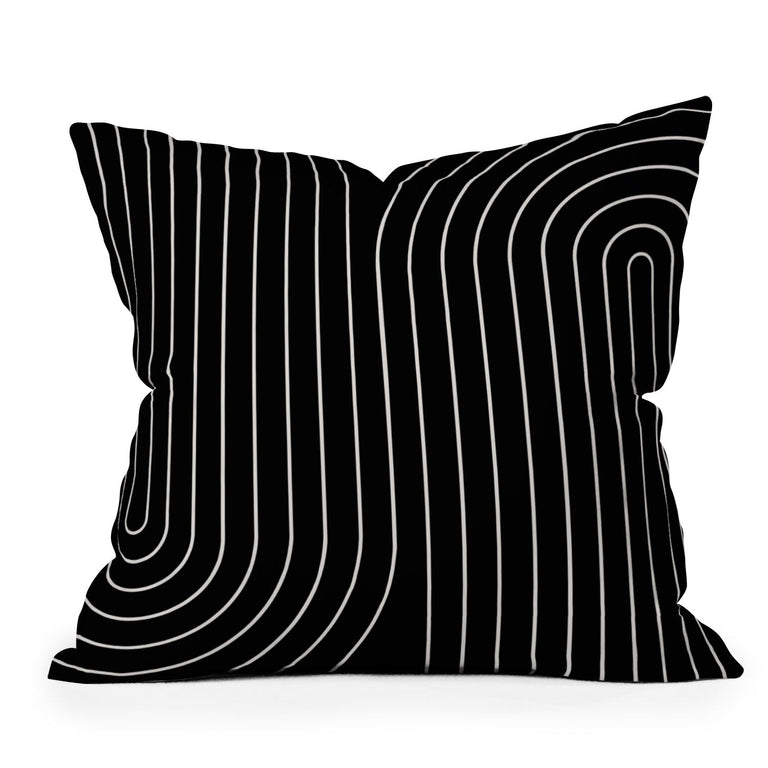 MINIMAL LINE CURVATURE BLACK THROW PILLOW