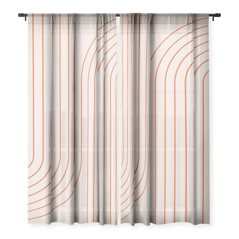 MINIMAL LINE CURVATURE CORAL 2 SHEER NON REPEAT WINDOW CURTAIN