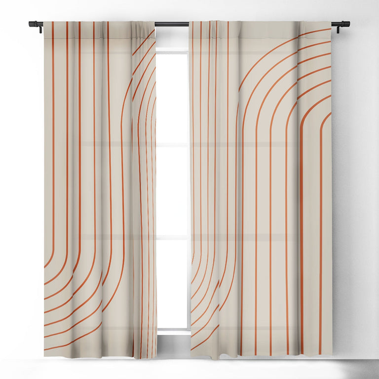 MINIMAL LINE CURVATURE CORAL 2 BLACKOUT NON REPEAT WINDOW CURTAIN