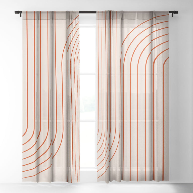 MINIMAL LINE CURVATURE CORAL 2 SHEER NON REPEAT WINDOW CURTAIN