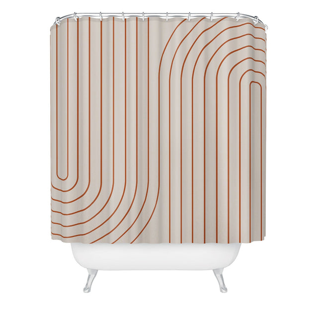 COLOUR POEMS MINIMAL LINE CURVATURE CORAL 2 SHOWER CURTAIN