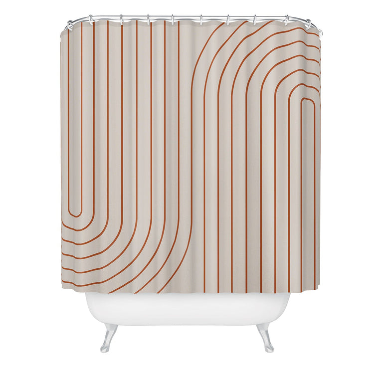 COLOUR POEMS MINIMAL LINE CURVATURE CORAL 2 SHOWER CURTAIN