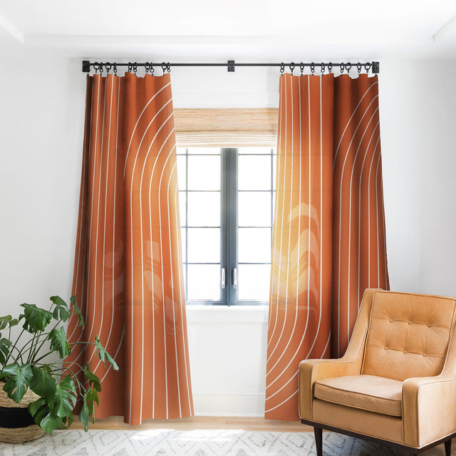 MINIMAL LINE CURVATURE CORAL BLACKOUT NON REPEAT WINDOW CURTAIN