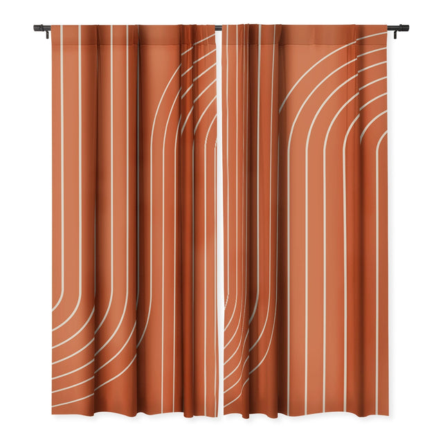 MINIMAL LINE CURVATURE CORAL BLACKOUT NON REPEAT WINDOW CURTAIN