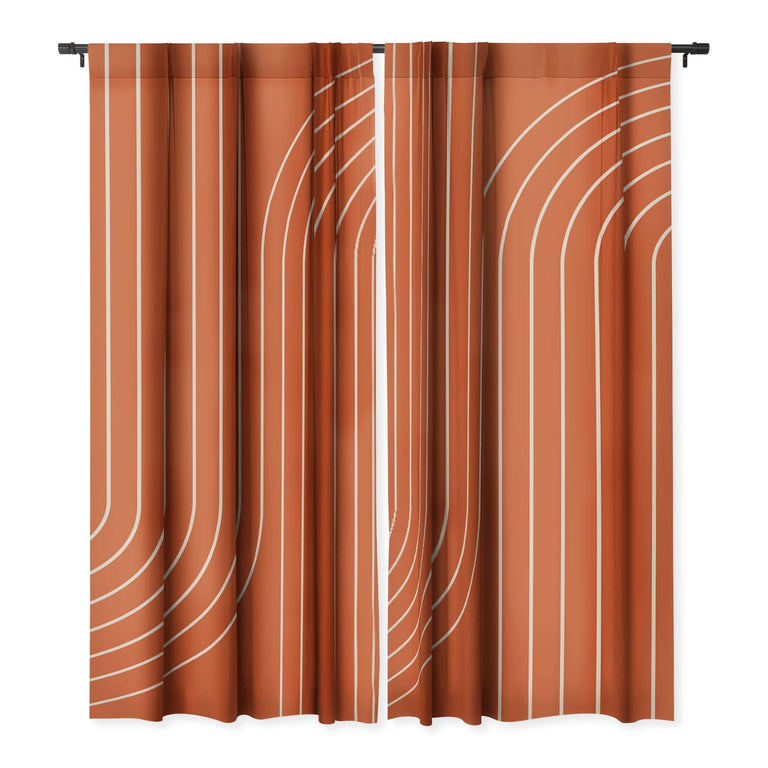 MINIMAL LINE CURVATURE CORAL BLACKOUT NON REPEAT WINDOW CURTAIN