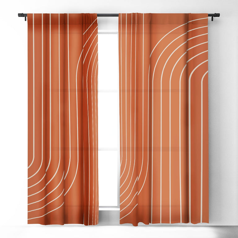 MINIMAL LINE CURVATURE CORAL BLACKOUT NON REPEAT WINDOW CURTAIN