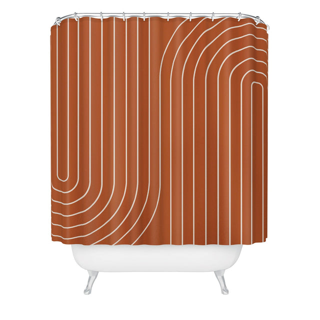 COLOUR POEMS MINIMAL LINE CURVATURE CORAL SHOWER CURTAIN