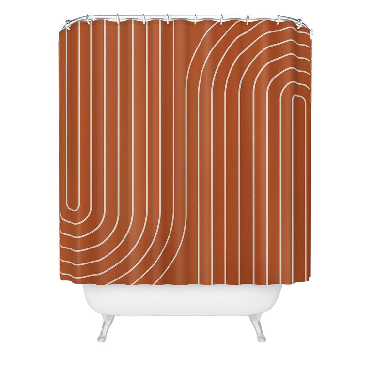 COLOUR POEMS MINIMAL LINE CURVATURE CORAL SHOWER CURTAIN