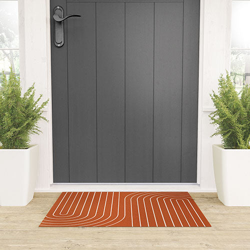 Minimal Line Curvature Coral Welcome Mat