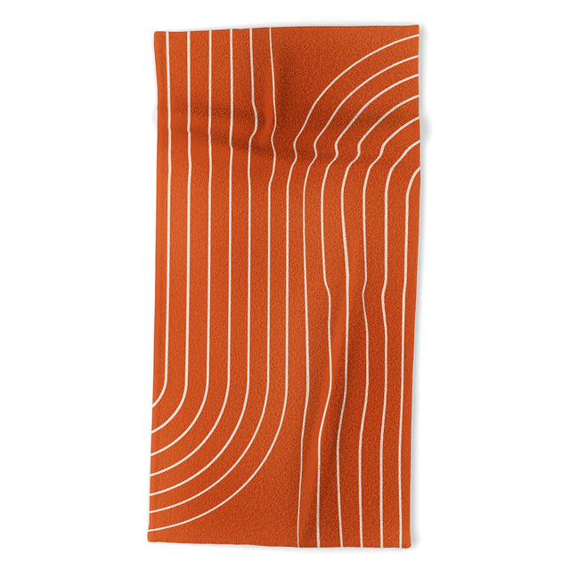 Minimal Line Curvature Coral Beach Towel