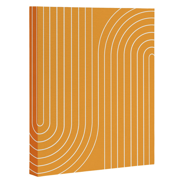 Minimal Line Curvature Gold Art Canvas
