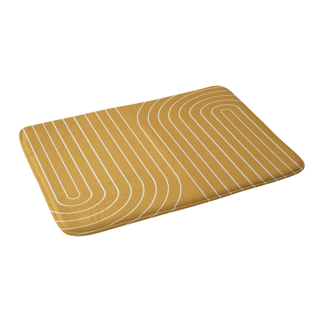 COLOUR POEMS MINIMAL LINE CURVATURE GOLD MEMORY FOAM BATH MAT
