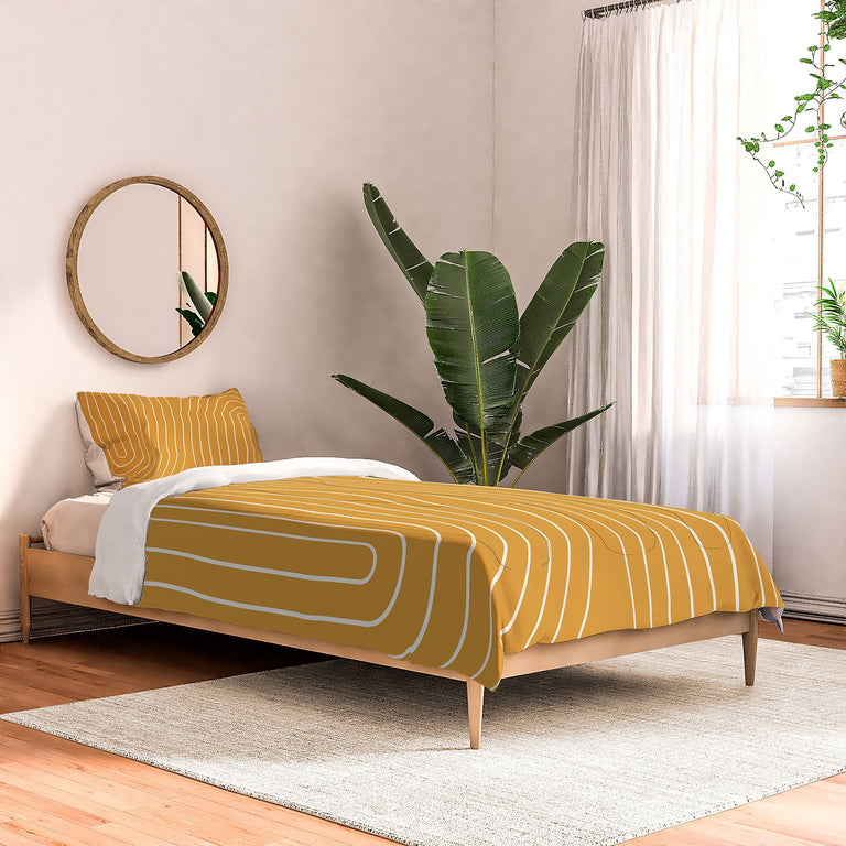 MINIMAL LINE CURVATURE GOLD DUVET / COMFORTER