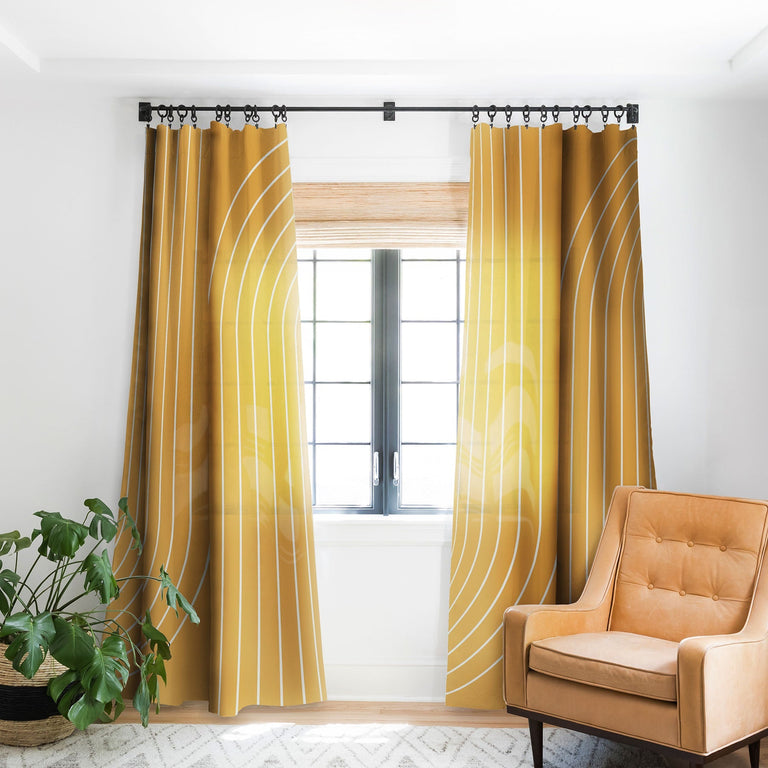 MINIMAL LINE CURVATURE GOLD BLACKOUT NON REPEAT WINDOW CURTAIN