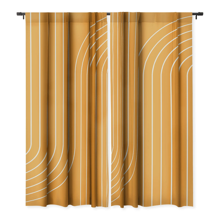 MINIMAL LINE CURVATURE GOLD BLACKOUT NON REPEAT WINDOW CURTAIN