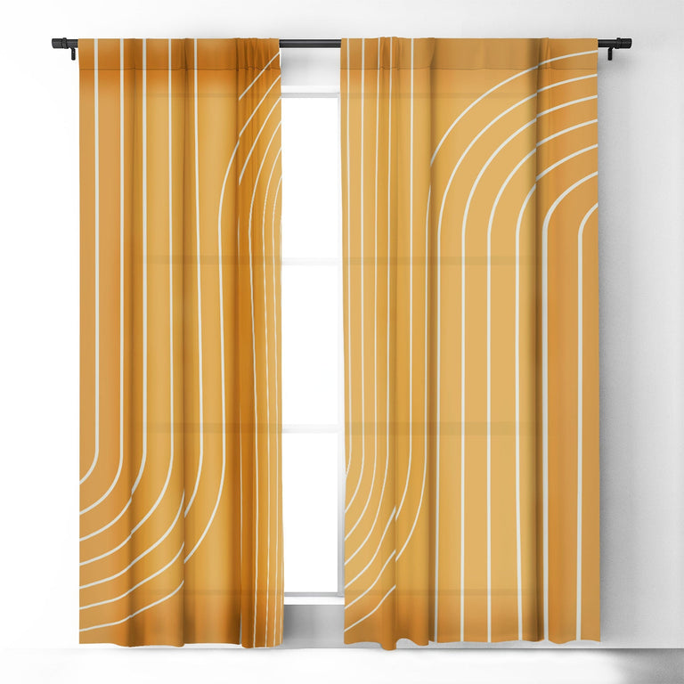 MINIMAL LINE CURVATURE GOLD BLACKOUT NON REPEAT WINDOW CURTAIN