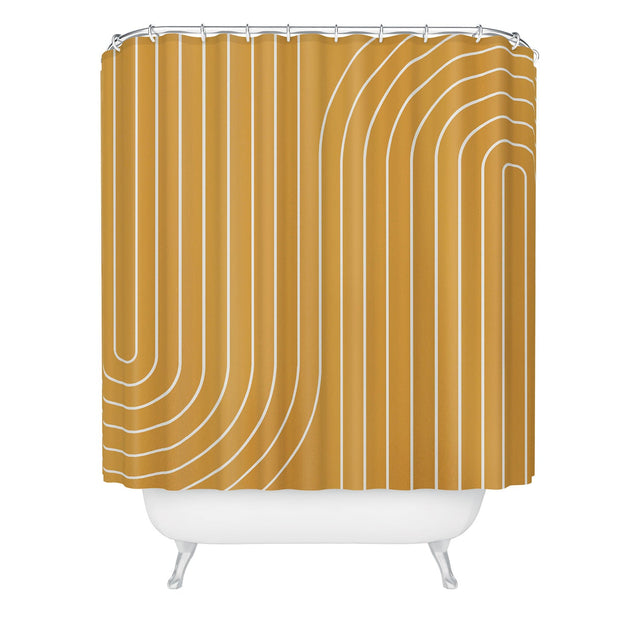 COLOUR POEMS MINIMAL LINE CURVATURE GOLD SHOWER CURTAIN