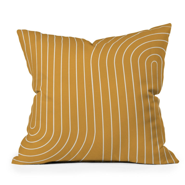 MINIMAL LINE CURVATURE GOLD THROW PILLOW