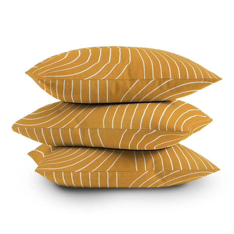 MINIMAL LINE CURVATURE GOLD THROW PILLOW
