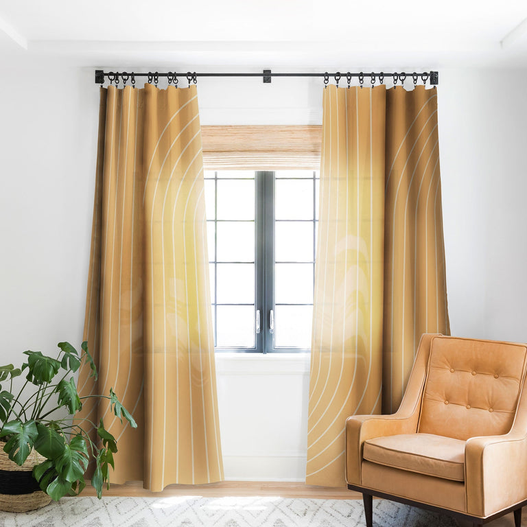 MINIMAL LINE CURVATURE ORANGE BLACKOUT NON REPEAT WINDOW CURTAIN