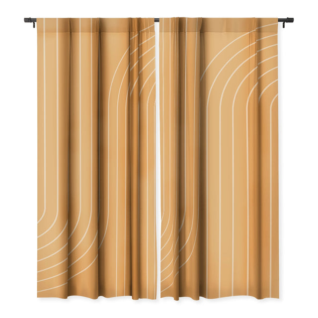 MINIMAL LINE CURVATURE ORANGE BLACKOUT NON REPEAT WINDOW CURTAIN
