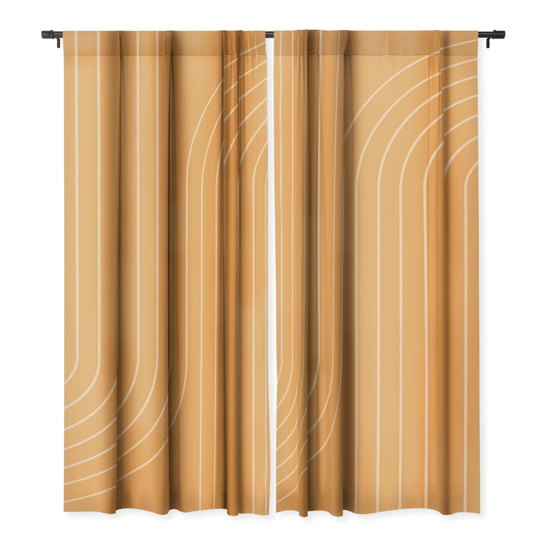 MINIMAL LINE CURVATURE ORANGE BLACKOUT NON REPEAT WINDOW CURTAIN