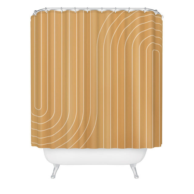 COLOUR POEMS MINIMAL LINE CURVATURE ORANGE SHOWER CURTAIN