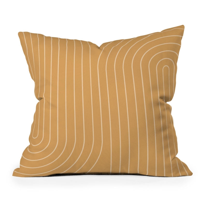 MINIMAL LINE CURVATURE ORANGE THROW PILLOW