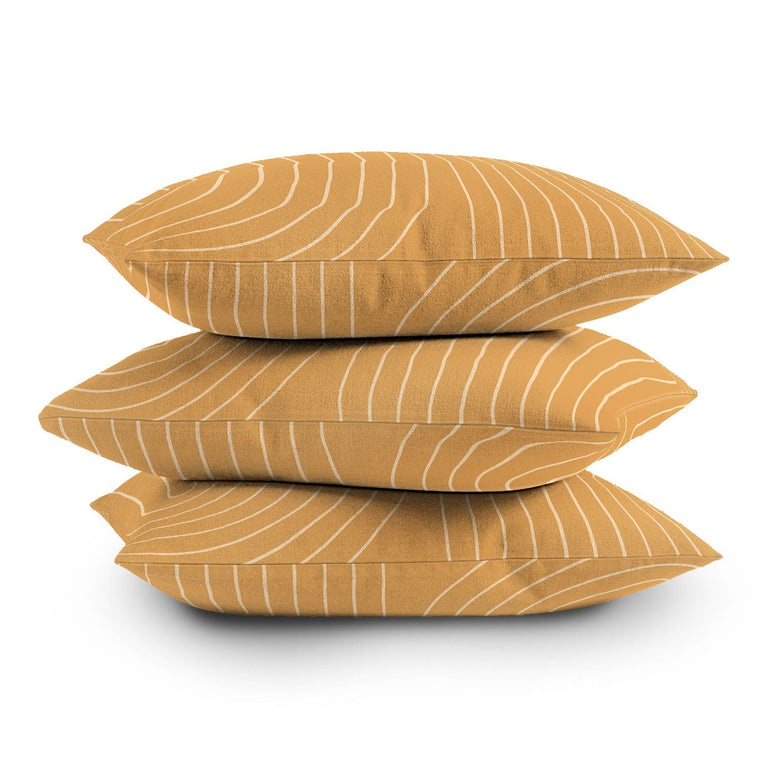 MINIMAL LINE CURVATURE ORANGE THROW PILLOW