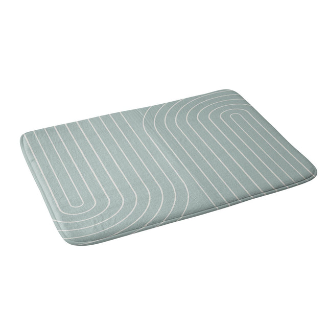COLOUR POEMS MINIMAL LINE CURVATURE SAGE MEMORY FOAM BATH MAT