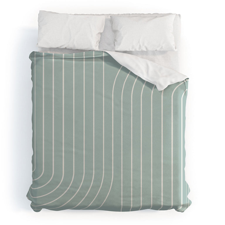 MINIMAL LINE CURVATURE SAGE DUVET / COMFORTER