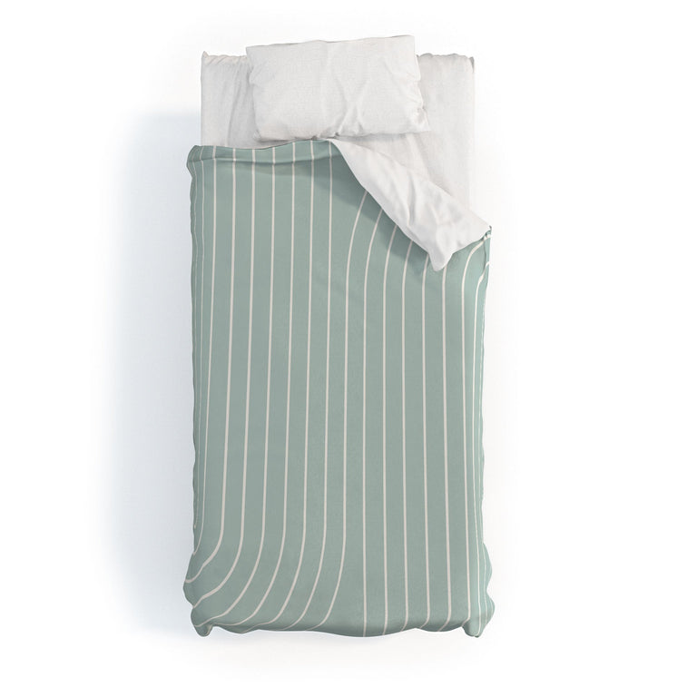 MINIMAL LINE CURVATURE SAGE DUVET / COMFORTER