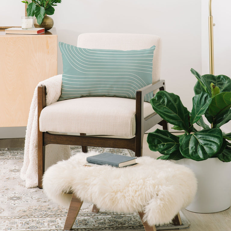 MINIMAL LINE CURVATURE SAGE THROW PILLOW