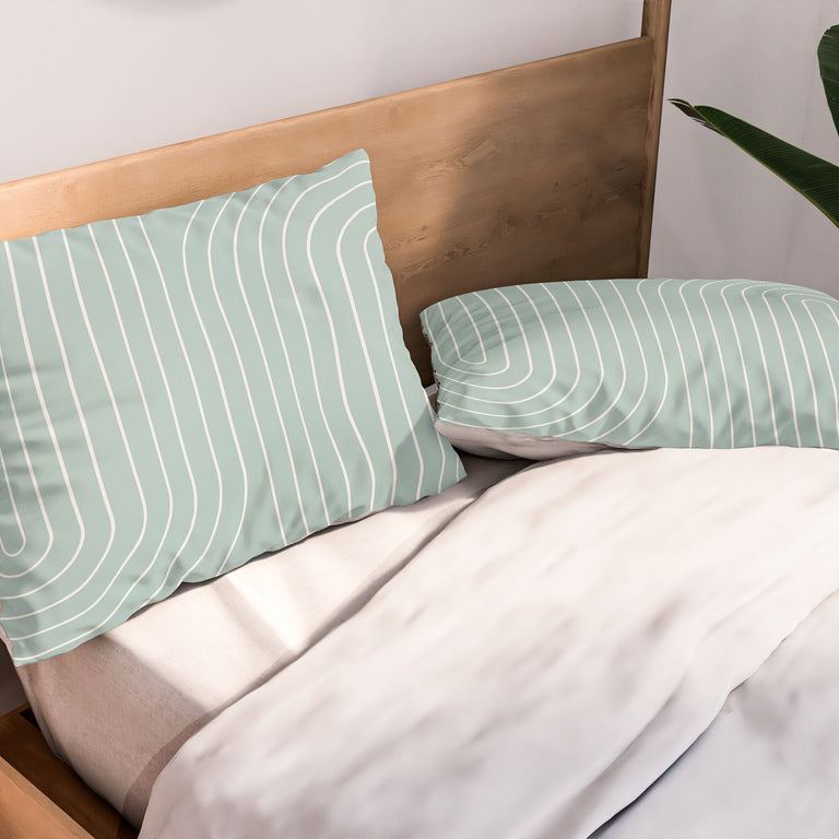 MINIMAL LINE CURVATURE SAGE PILLOW SHAMS
