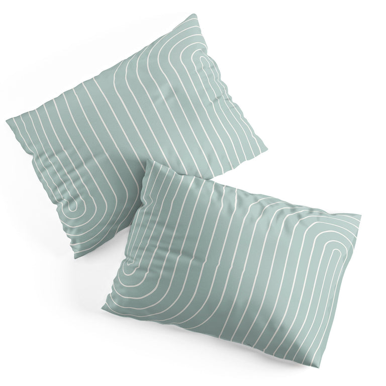 MINIMAL LINE CURVATURE SAGE PILLOW SHAMS