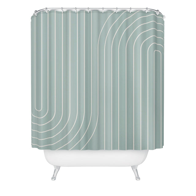 COLOUR POEMS MINIMAL LINE CURVATURE SAGE SHOWER CURTAIN
