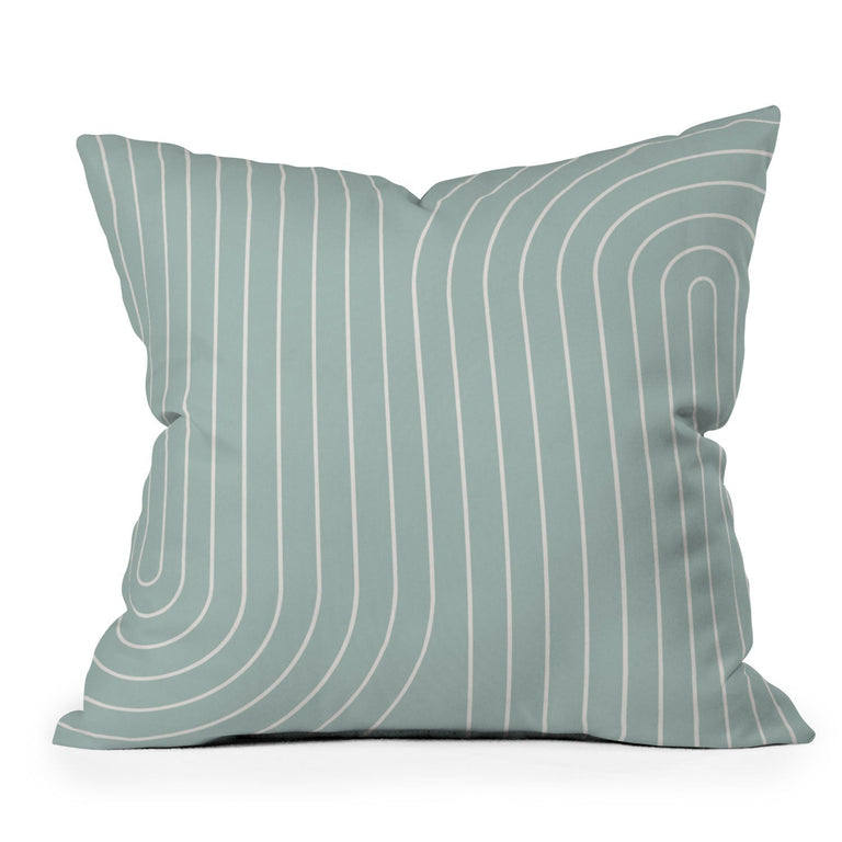 MINIMAL LINE CURVATURE SAGE THROW PILLOW